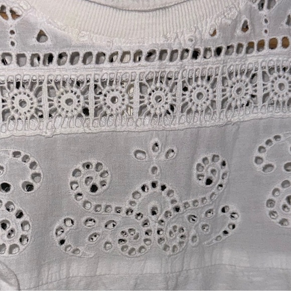 By Anthropologie Sustainable Embroidered Eyelet Lace Boho White Feminine Tank - Picture 7 of 11